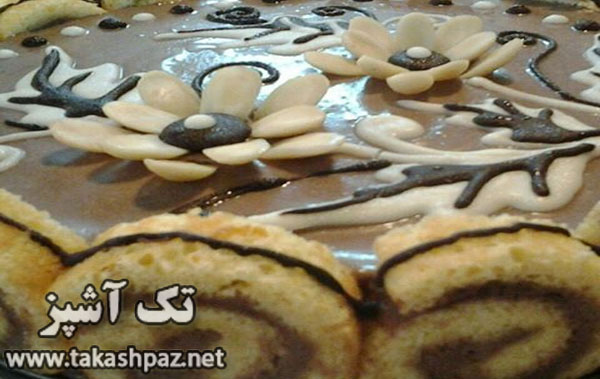 طرز تهیه ترایفل با رولت شکلاتی | مجله شیرینی پزی تک آشپز
