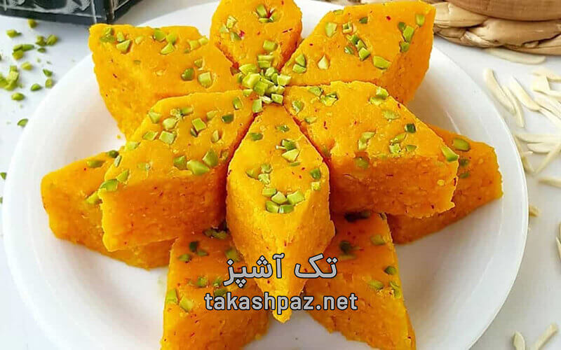 طرز تهیه شیرینی لوز زعفرانی|شیرینی خانگی و سنتی تبریز